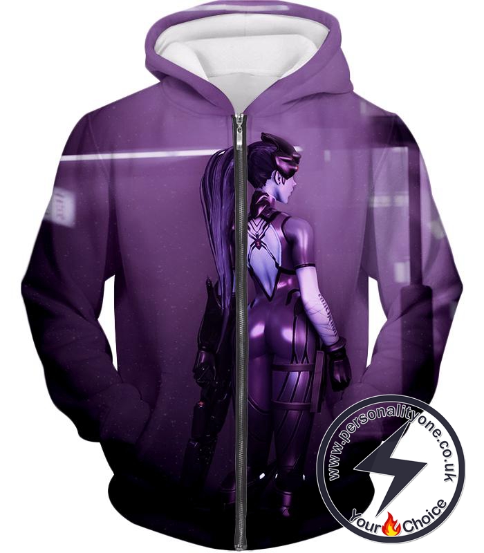 Overwatch Hot Purple Female Assassin Widowmaker Cool Action Zip Up Hoodie